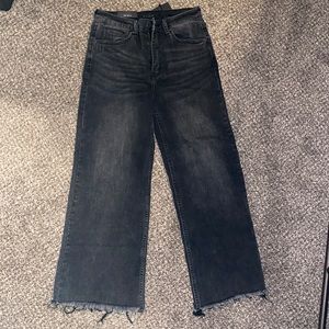 Wide leg black denim pants